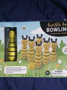 Eccolo Yellow and Black Bumble Bee Tabletop Bowling Set